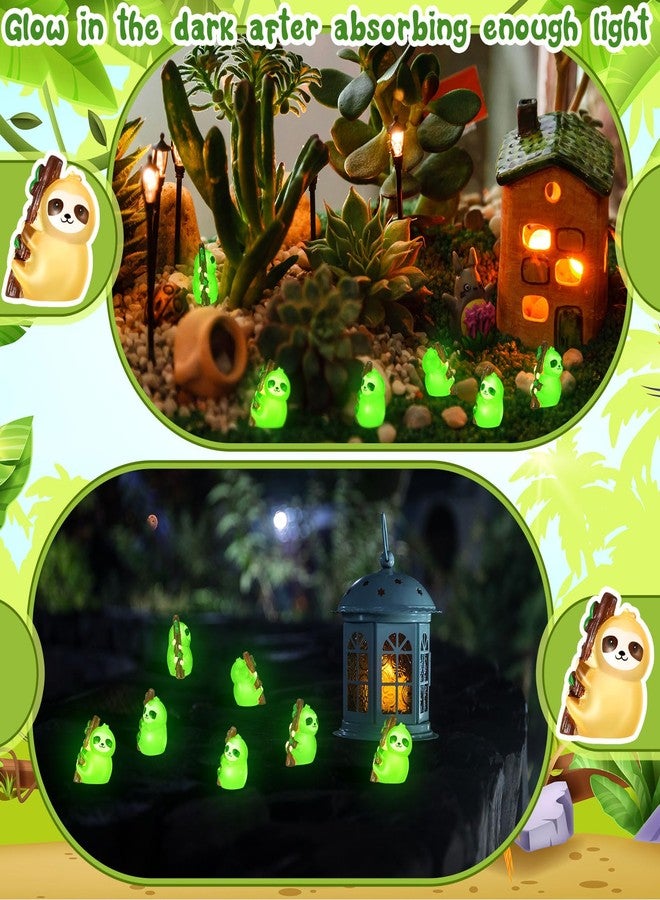 Soulchen 24 Pcs Mini Resin Sloth Animals Glow in The Dark Sloth Resin Animals Bulk Luminous Small Figures Figures for Micro Garden Landscape Dollhouse Hide Crafts Aquarium Decorations - Image 4